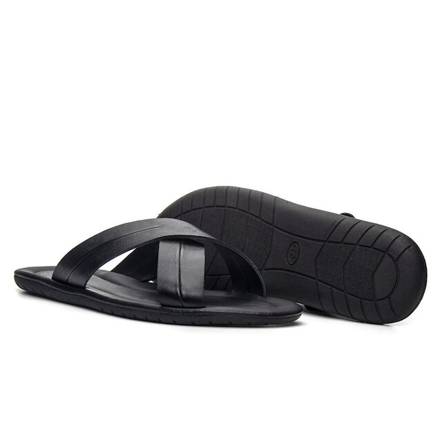 Sandália Masculina de Couro com Tiras Conforto Casual