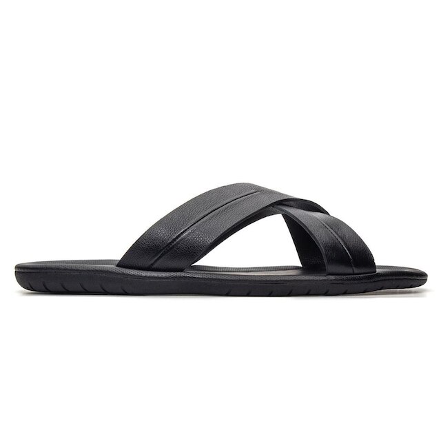 Sandália Masculina de Couro com Tiras Conforto Casual