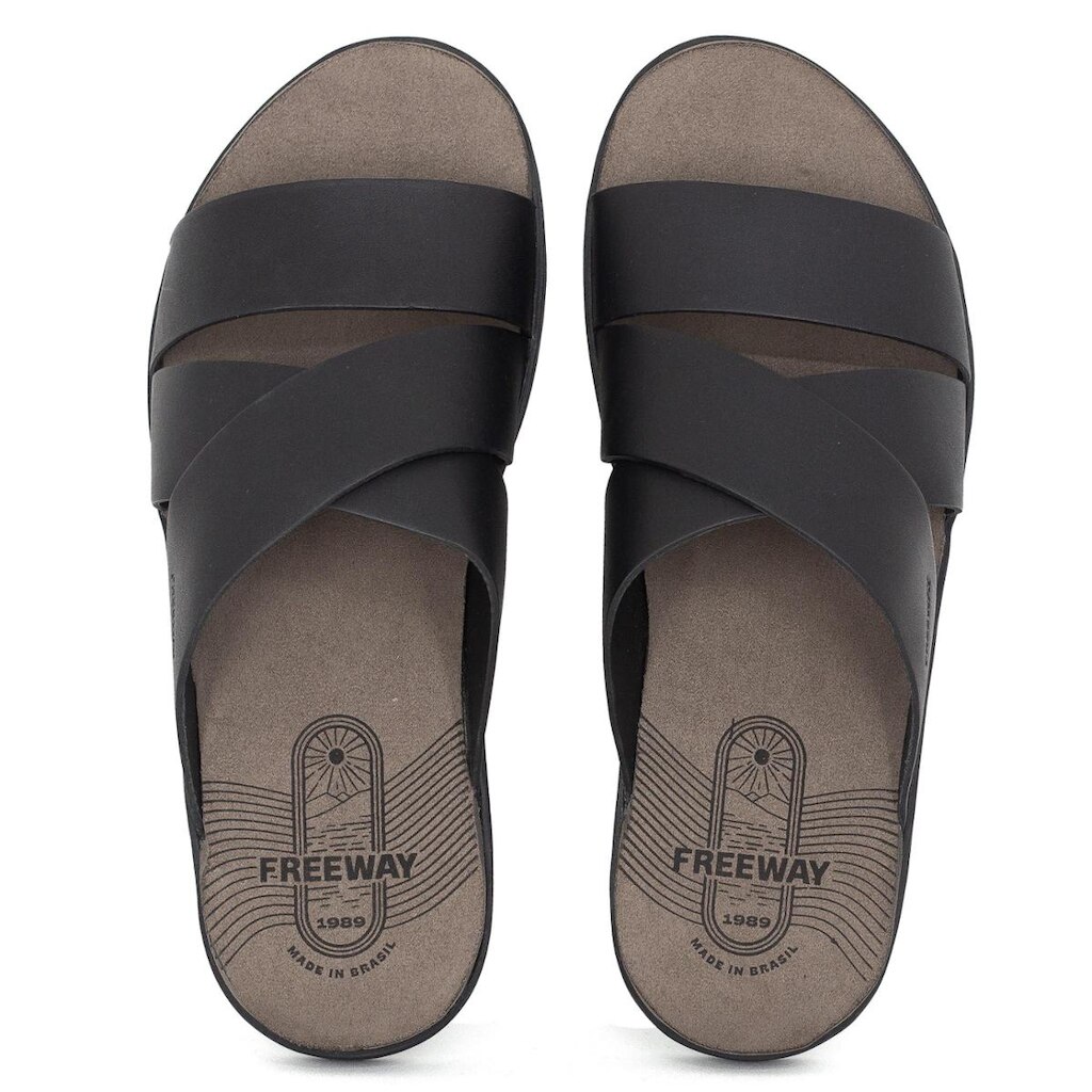 Sandália Masculina Freeway Canastra 8 Couro Confortável Chinelo CANASTRA8