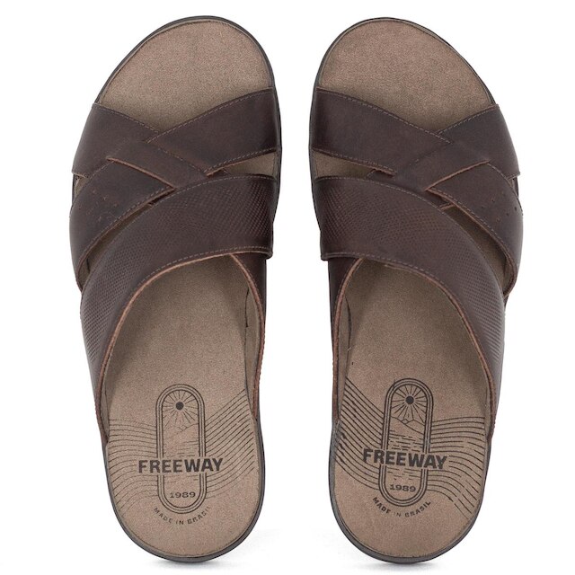 Sandália Masculina Freeway Casual Canastra2 Couro Chinelo Confortável CANASTRA2