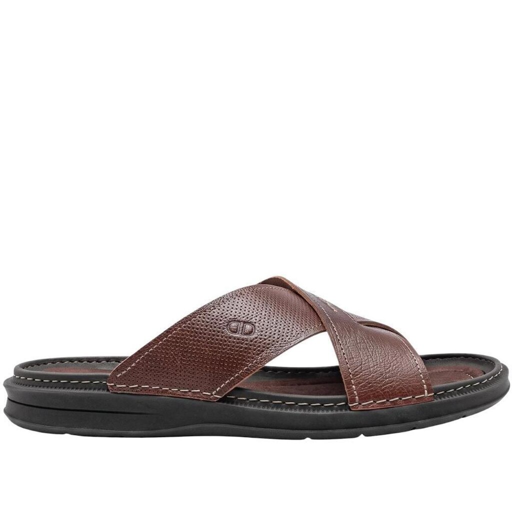 Sandália Masculina Lazy em Couro Democrata 693102 Mouro
