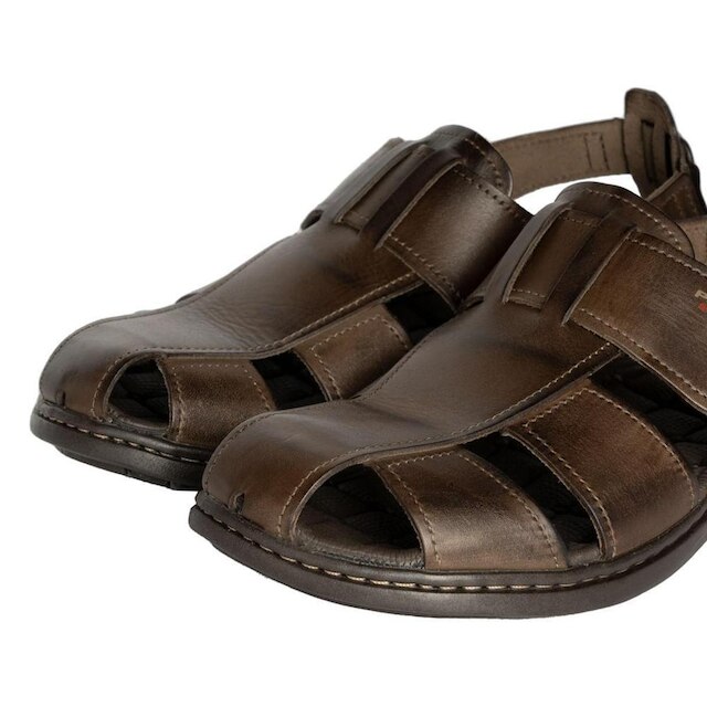 Sandália Masculina Pegada em Couro Marrom