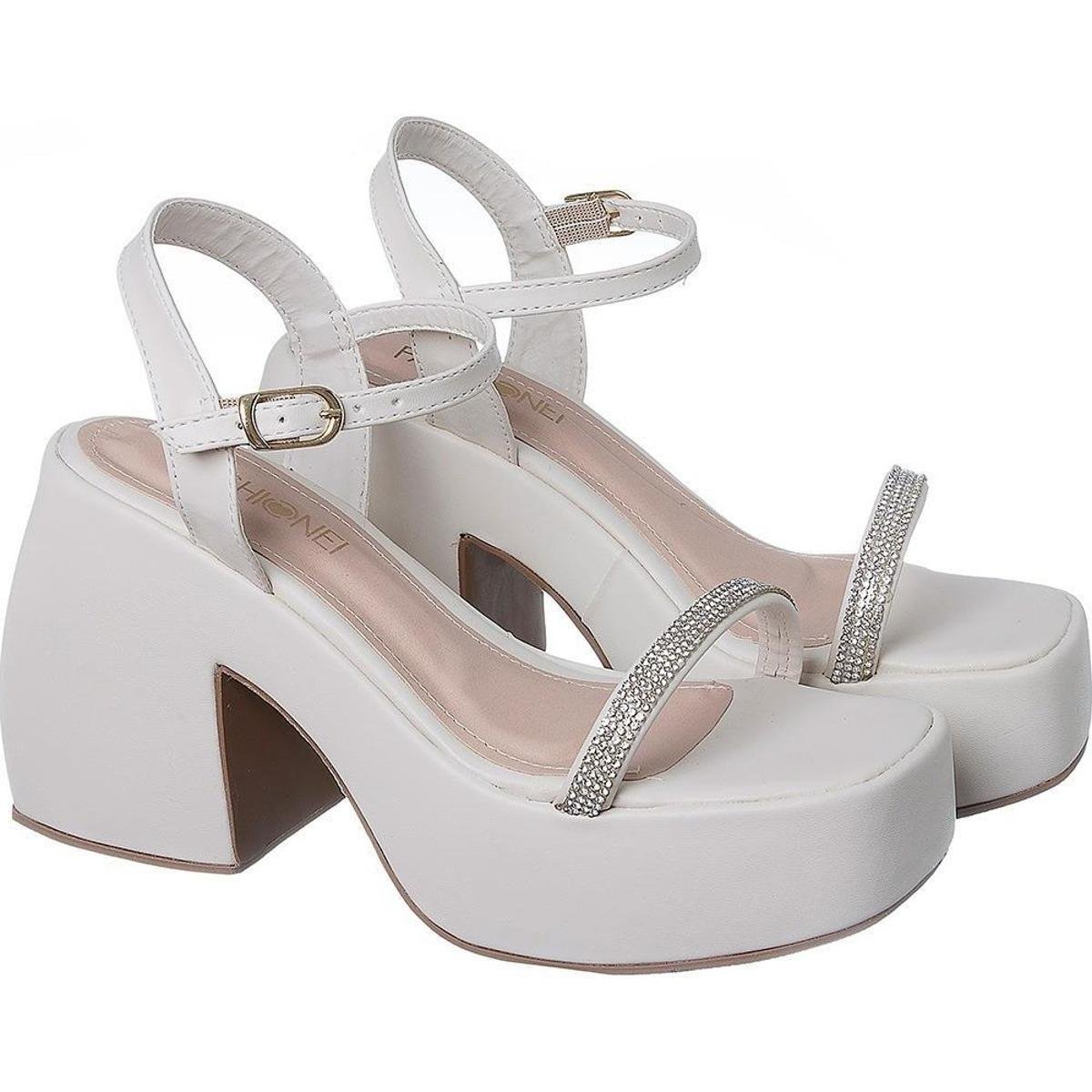 Sandália Meia Pata Plataforma Salto Grosso Alto Anabela Moda Zattini