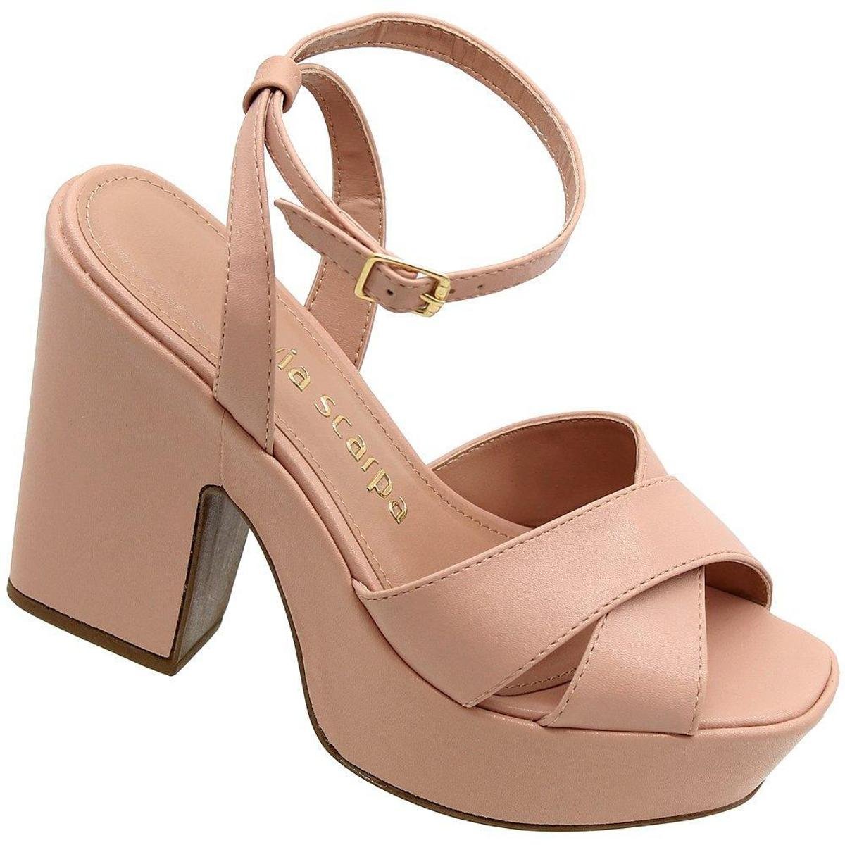 Sandália Meia Pata Slide Via Scarpa Crossed Salto Alto Grosso