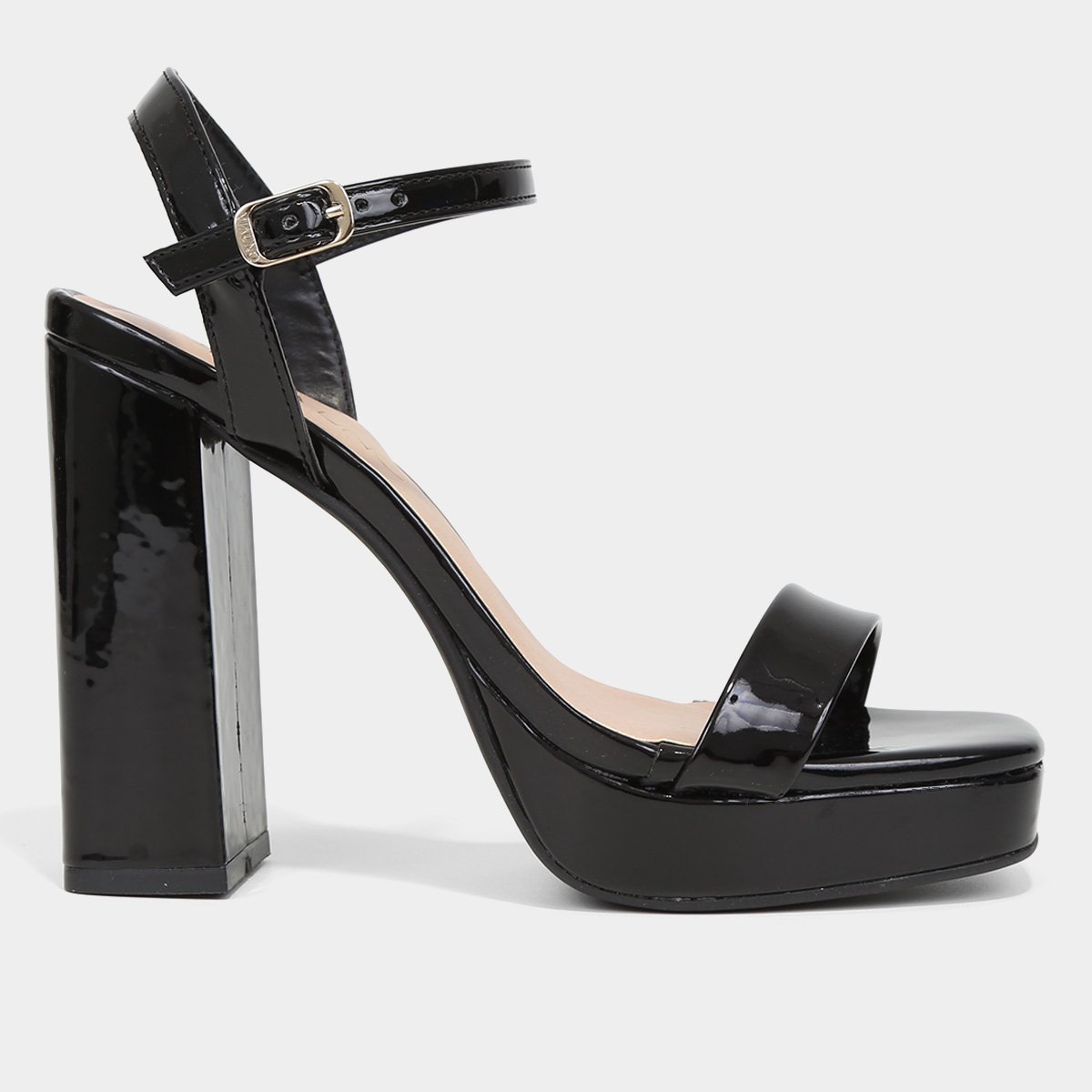 Via Uno Sandalia Meia Pata Preta Salto Grosso Meia Pata Sandalia