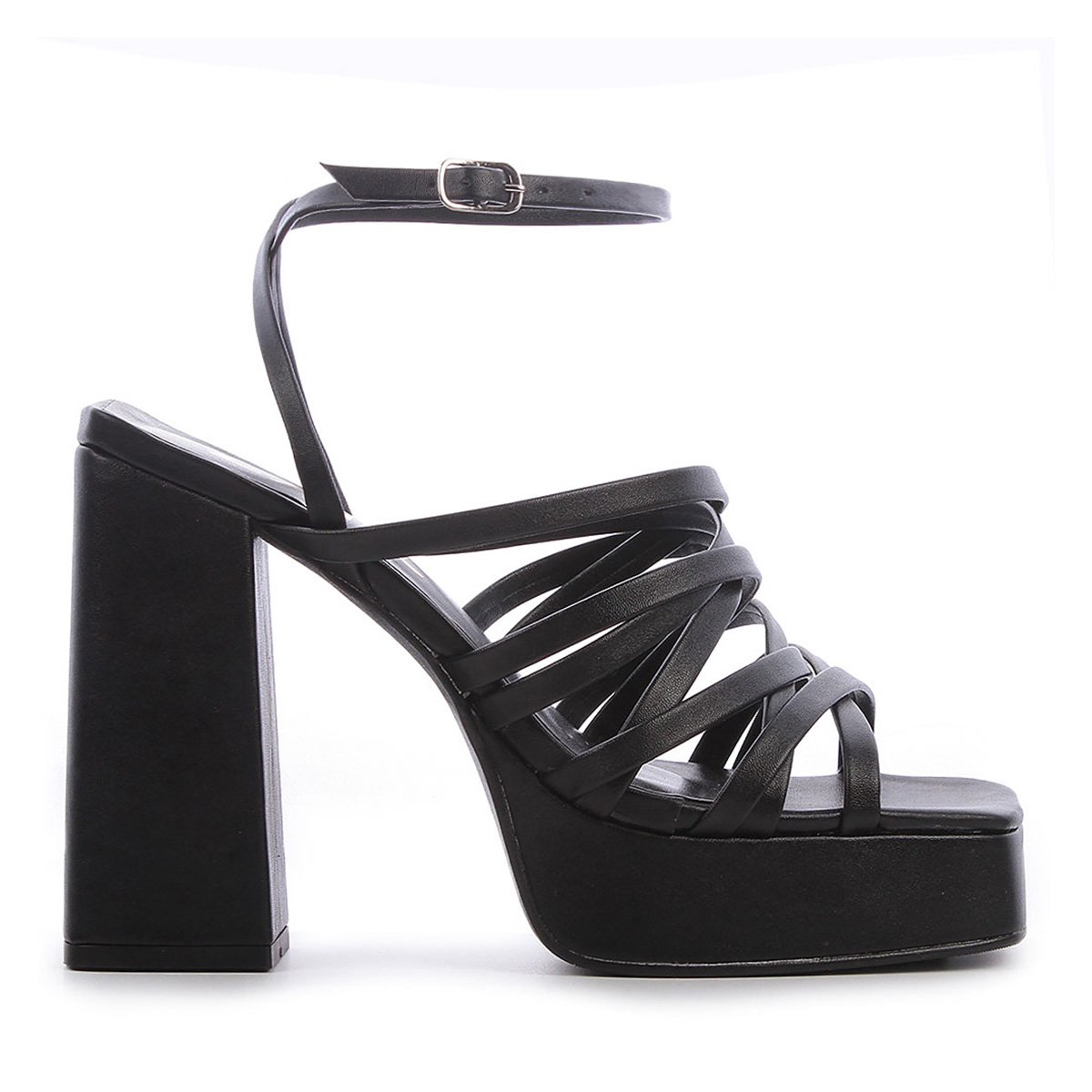 Sandália Meia Pata Zatz Bico Quadrado Salto Bloco Alto Feminina - Preto Menor preço em Sandália Meia Pata Zatz Bico Quadrado Salto Bloco Alto Feminina - Preto