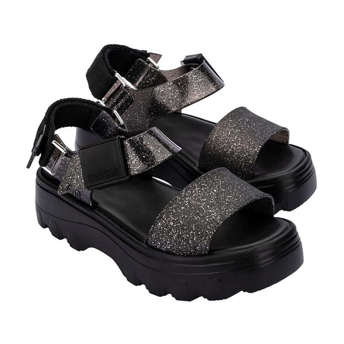 Sandália Melissa Kick Off Sandal Shiny - Preto Menor preço em Sandália Melissa Kick Off Sandal Shiny - Preto