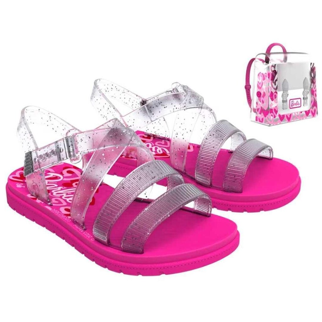 Sandalia Menina Grendene Barbie Sweet Bag 22955 Rosa Vidro Glitter 28