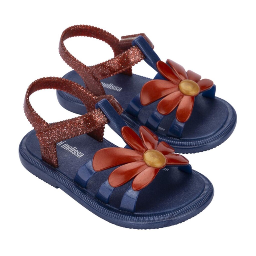 SANDÁLIA MINI MELISSA HIP BLOMMY BABY AZUL VERMELHO