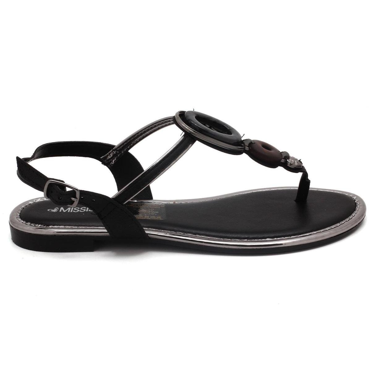 Sandália Mississipi Rasteira Pedrarias Feminino Q5591 - Preto Menor preço em Sandália Mississipi Rasteira Pedrarias Feminino Q5591 - Preto