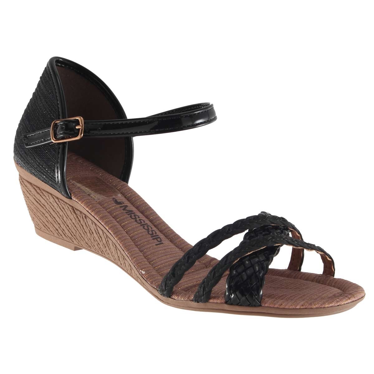 sandalia mississipi salto anabela baixo