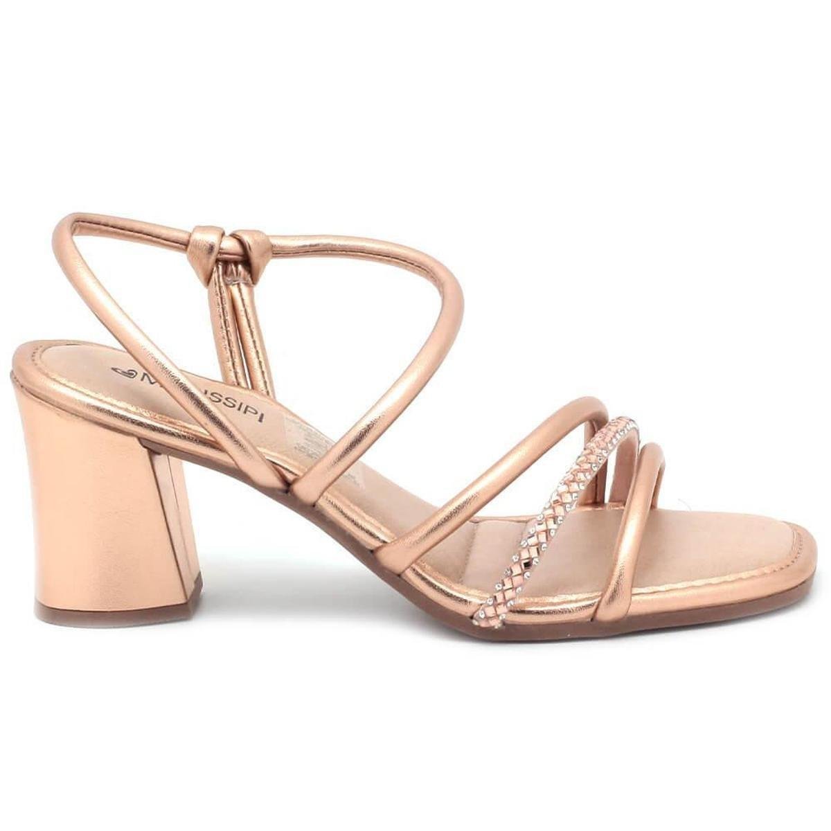 Sandália Mississipi Salto Bloco Tiras Brilho Calce Fácil Feminino Q9732 - Rosa Escuro Menor preço em Sandália Mississipi Salto Bloco Tiras Brilho Calce Fácil Feminino Q9732 - Rosa Escuro