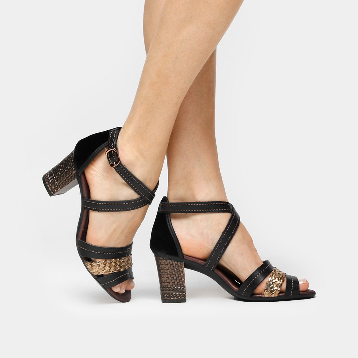 sandália mississipi salto grosso tiras feminina