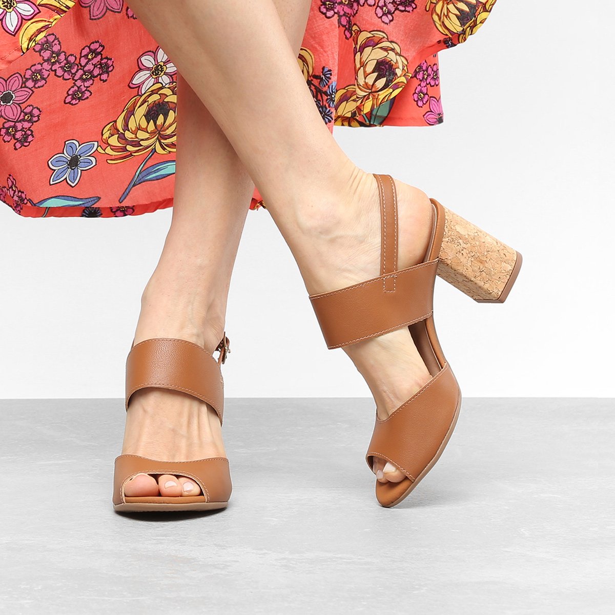 sandália mississipi salto grosso tiras feminina