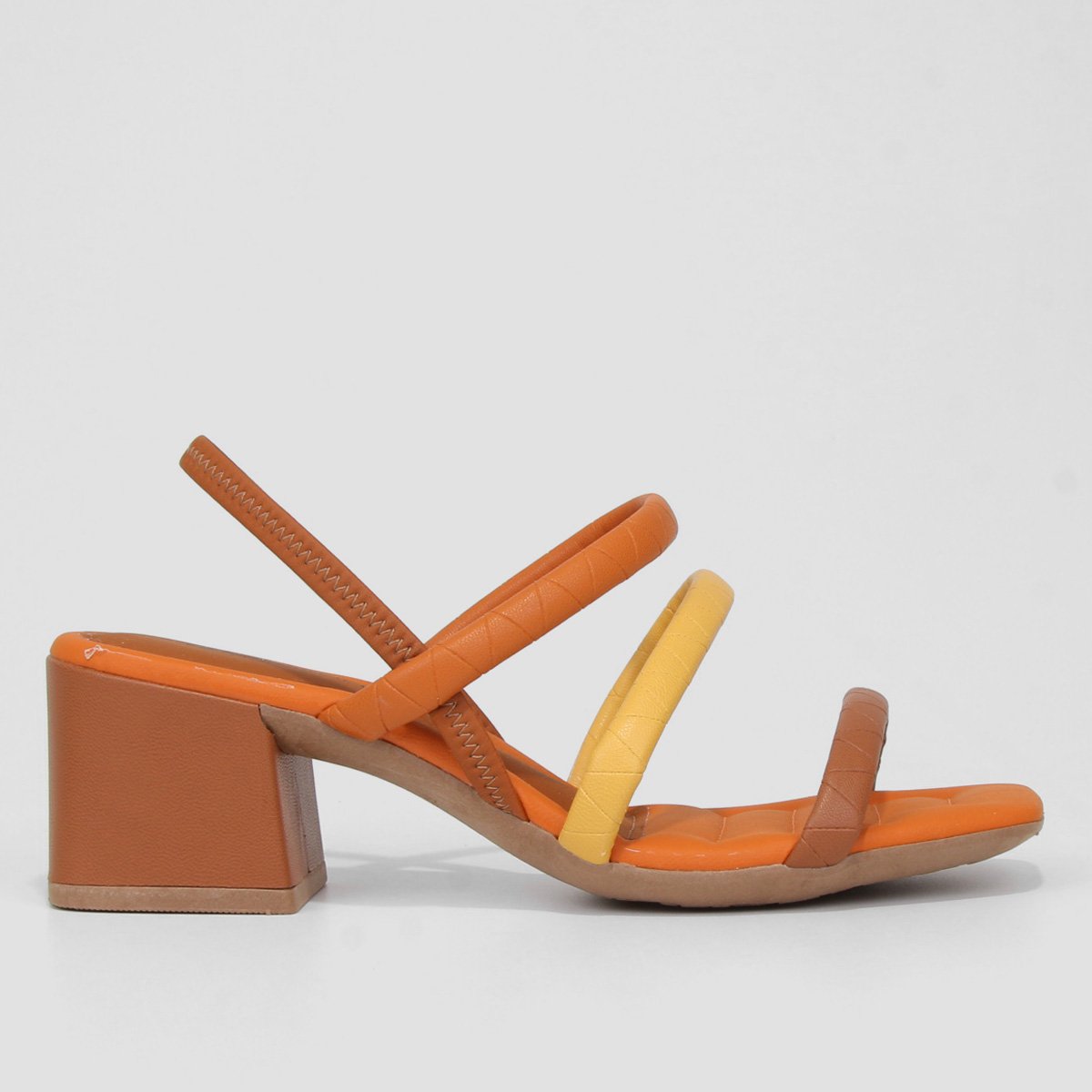 Sandália Mississipi Salto Quadrado Tira Grossa Feminina - Marrom Menor preço em Sandália Mississipi Salto Quadrado Tira Grossa Feminina - Marrom