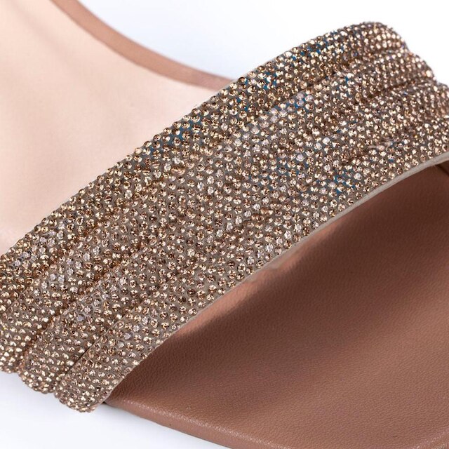 Sandália Moda Feminina Jjojo Iza Salto 5 Cm Brilho Strass