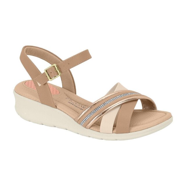 Sandalia Modare 7190.102 Salto Anabela Baixo Leve Macia Feminino