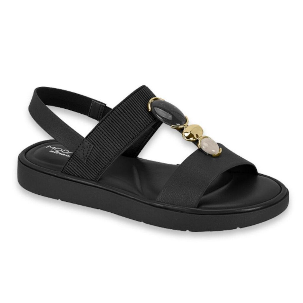 Sandalia Modare Feminino Conforto Slide Nobuck Ultra Soft Ortopedico Pedras Ref: 7208.108