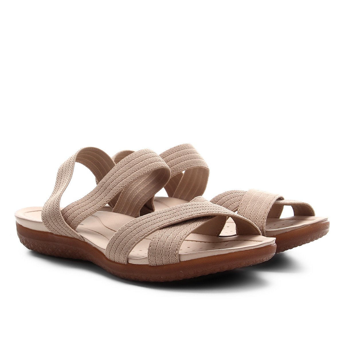 Sandália Modare Rasteira Tira Cruzada Ultra Conforto Feminina - Bege Menor preço em Sandália Modare Rasteira Tira Cruzada Ultra Conforto Feminina - Bege