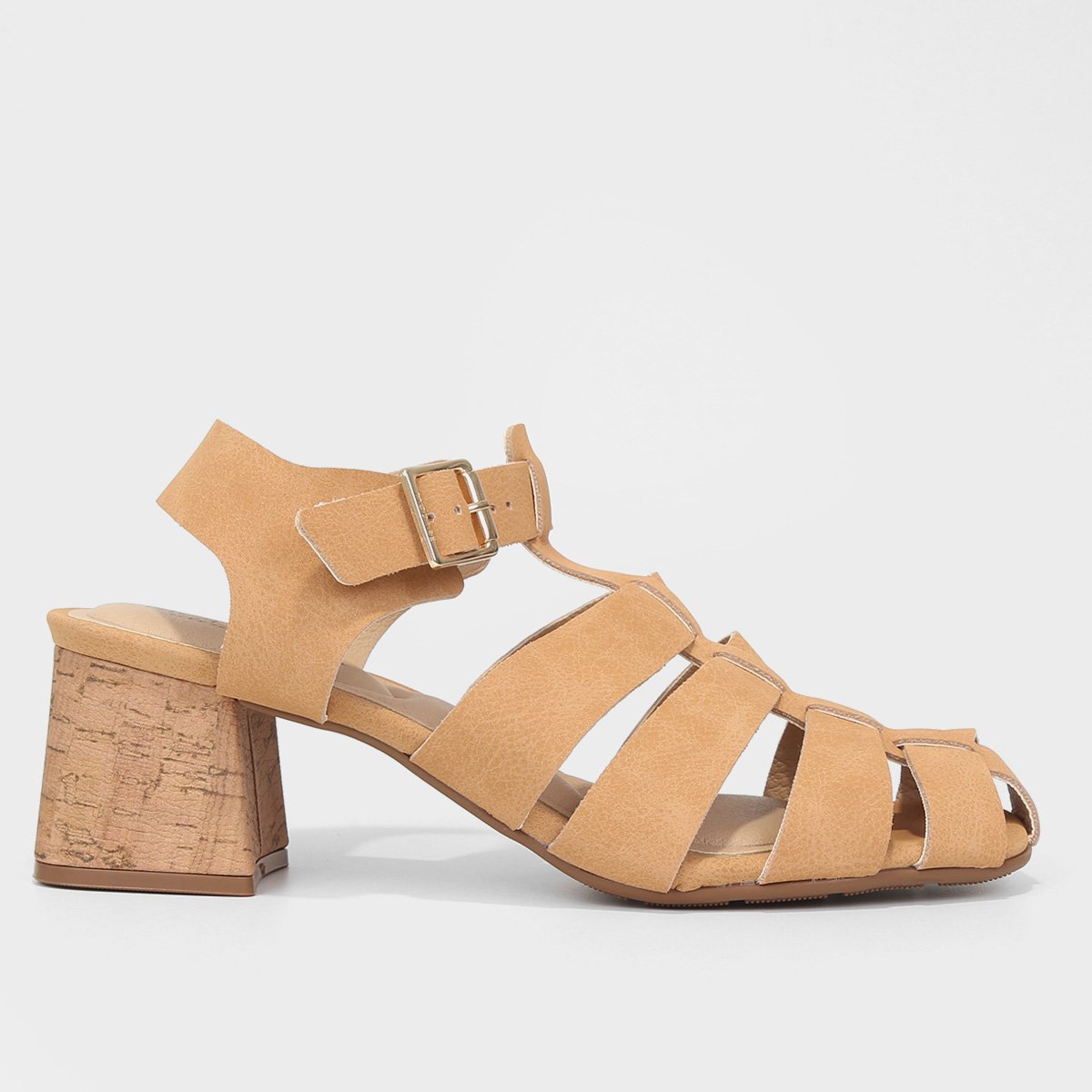 Sandália Modare Salto Bloco Feminina - Bege Menor preço em Sandália Modare Salto Bloco Feminina - Bege