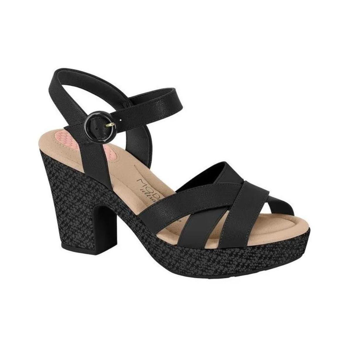 Sandália Modare Ultraconforto Salto Grosso - 7165.113 - Preto Menor preço em Sandália Modare Ultraconforto Salto Grosso - 7165.113 - Preto