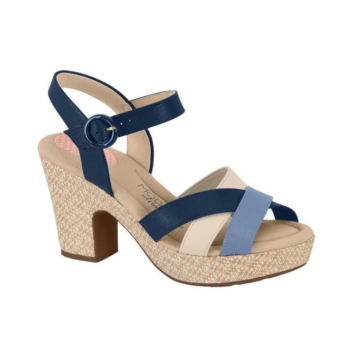 Sandália Modare Ultraconforto Salto Grosso - 7165.113 - Marinho+Bege Menor preço em Sandália Modare Ultraconforto Salto Grosso - 7165.113 - Marinho+Bege