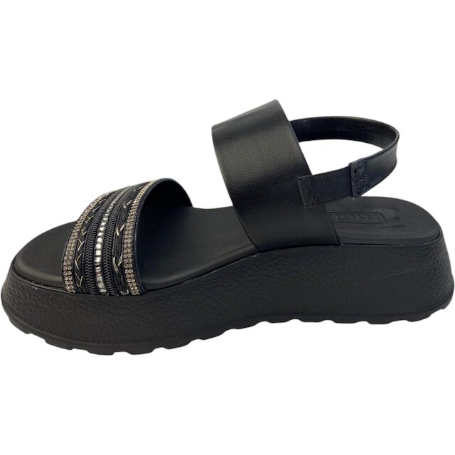 Sandália Moleca Papete Platform Tira Strass Feminina