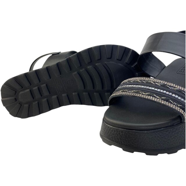 Sandália Moleca Papete Platform Tira Strass Feminina