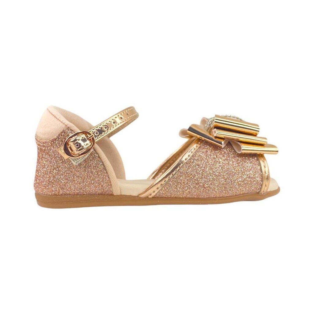 Sandalia Molekinha Baby Infantil Gliter Laço Casual 2114269 OUROROSADO/CREME 25