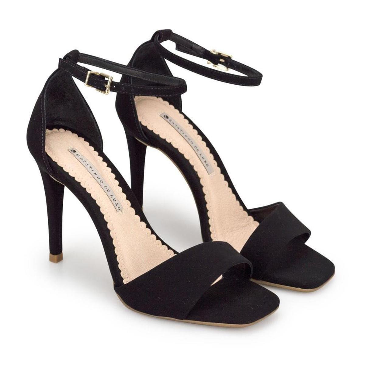 Sandália Napa Naturale Nude Off White Salto Fino SAPATINHO DE LUXO - Preto  | Zattini