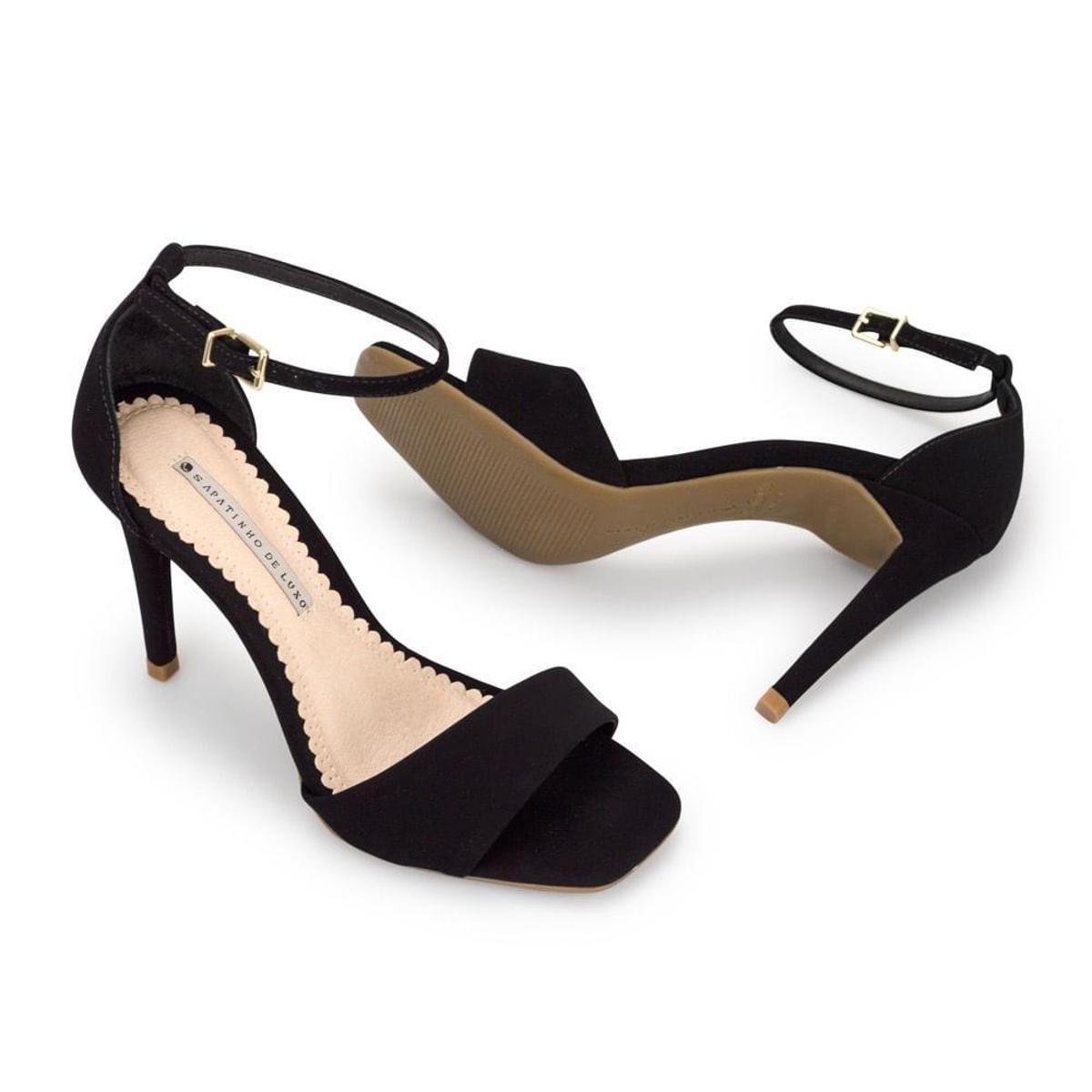 Sandália Napa Naturale Nude Off White Salto Fino SAPATINHO DE LUXO - Preto  | Zattini