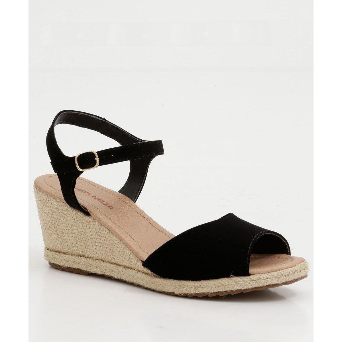 sandália feminina nobuck salto grosso renata mello