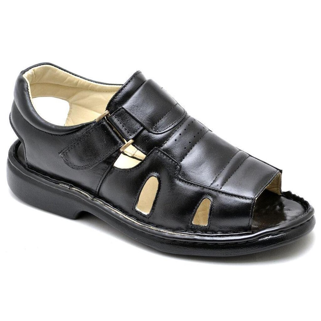 Sandalia Ortopedica Masculina De Couro Premium Conforto Leve Macia Para Diabéticos