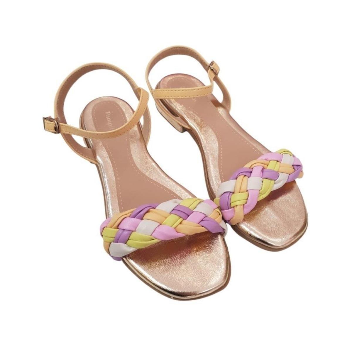 Sandália Pampili Infantil Feminina Cherrie Trançada Colorida 409226 - Bege  | Zattini