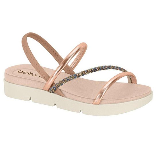 Sandália Papete Beira Rio Ouro Rosado Feminino Zattini