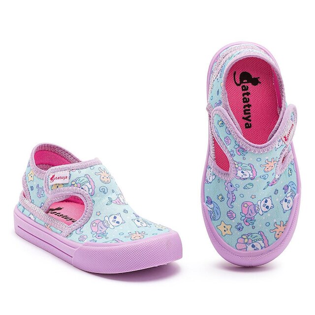 Sandália Papete Esportiva Calce Fácil Menina Infantil Antiderrapante Verão Leve Azul Sereia Mz Shoes