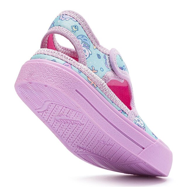 Sandália Papete Esportiva Calce Fácil Menina Infantil Antiderrapante Verão Leve Azul Sereia Mz Shoes