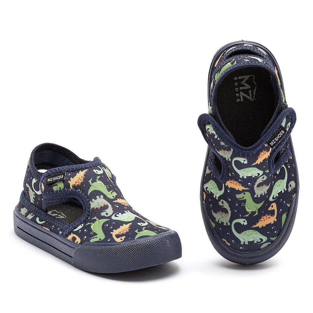 Sandália Papete Esportiva Calce Fácil Menino Antiderrapante Verão Leve Marinho Dinossauro Mz Shoes