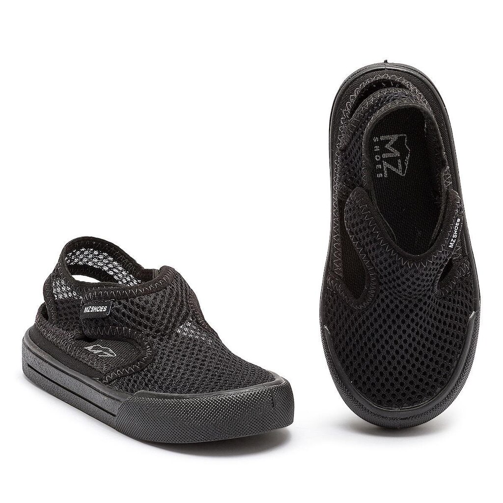 Sandália Papete Esportiva Calce Fácil Menino Infantil Antiderrapante Verão Leve Preto Mz Shoes