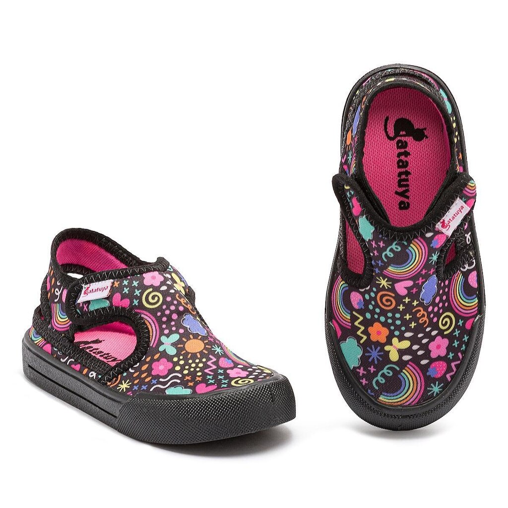 Sandália Papete Esportiva Menina Infantil Antiderrapante Casual Leve Respirável Preto Colorido Mzkid