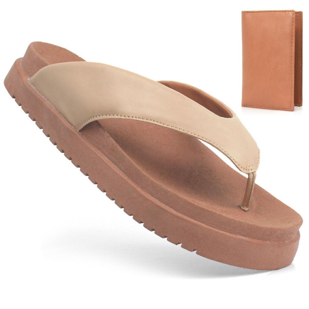 Sandália Papete Feminina Asa Delta Branca Chinelo De Dedo Flat Moda Confortável + Porta Cartão