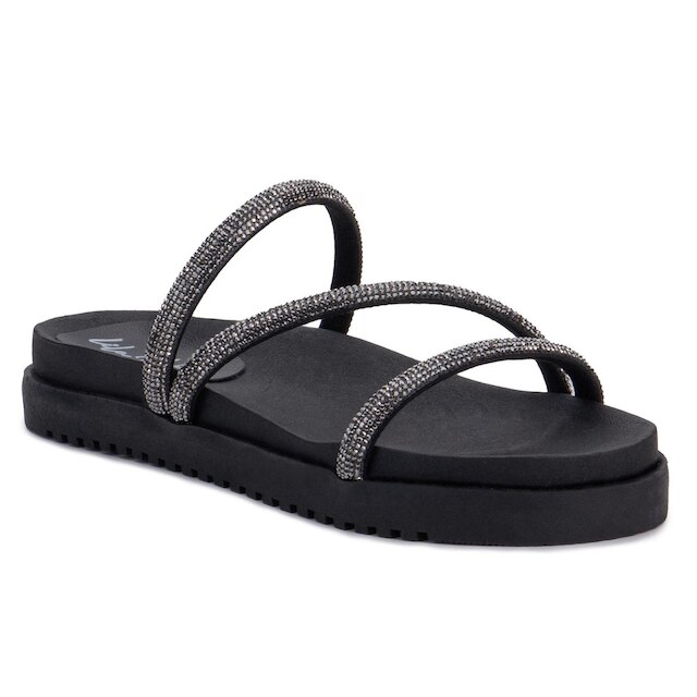 Sandalia Papete Feminina Blogueira Strass Brilho Platform
