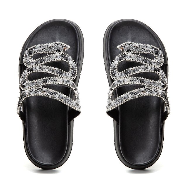 Sandalia Papete Feminina Lancamento Cobra Flatform Pedraria