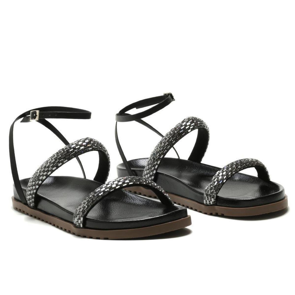 Sandália Papete Feminina Tiras Com Brilho Conforto Moderna Menor preço em Sandália Papete Feminina Tiras Com Brilho Conforto Moderna