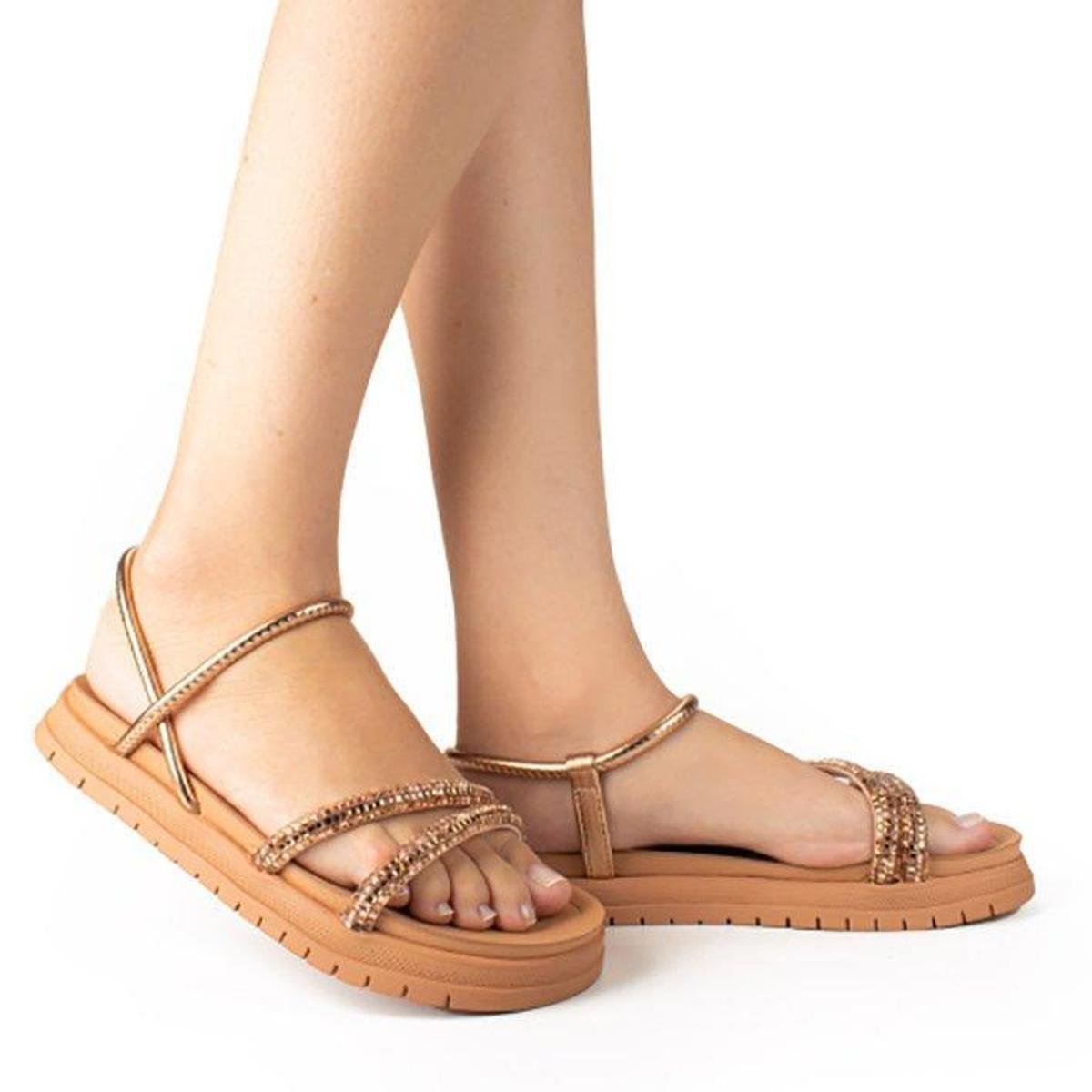 Sandália Papete Flatform Strass Dakota Y6892 Feminina - Dourado | Zattini