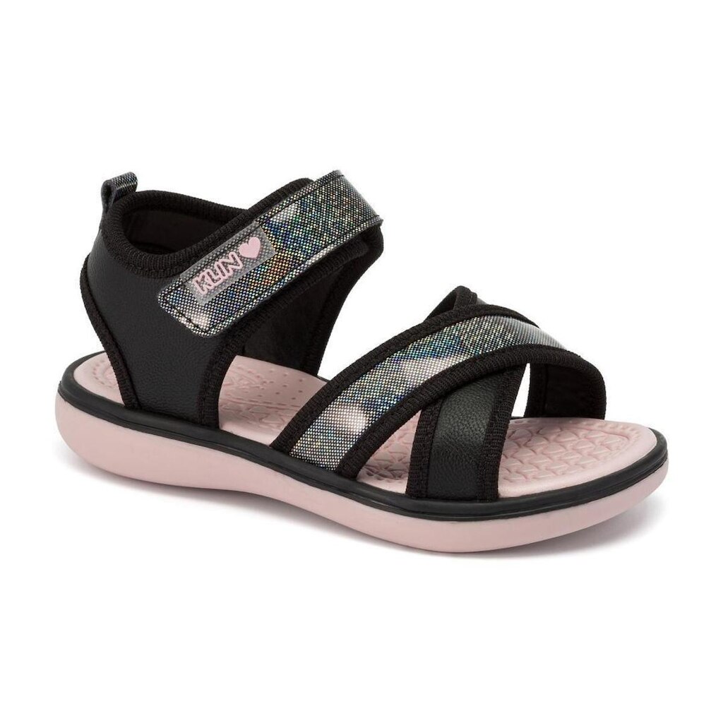 SANDALIA PAPETE JUJUBA PRETO ROSA KLIN