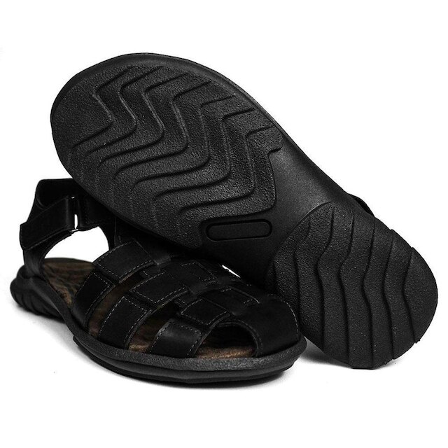 Sandália Papete Masculina De Couro Preto - DCB6500LTPTO