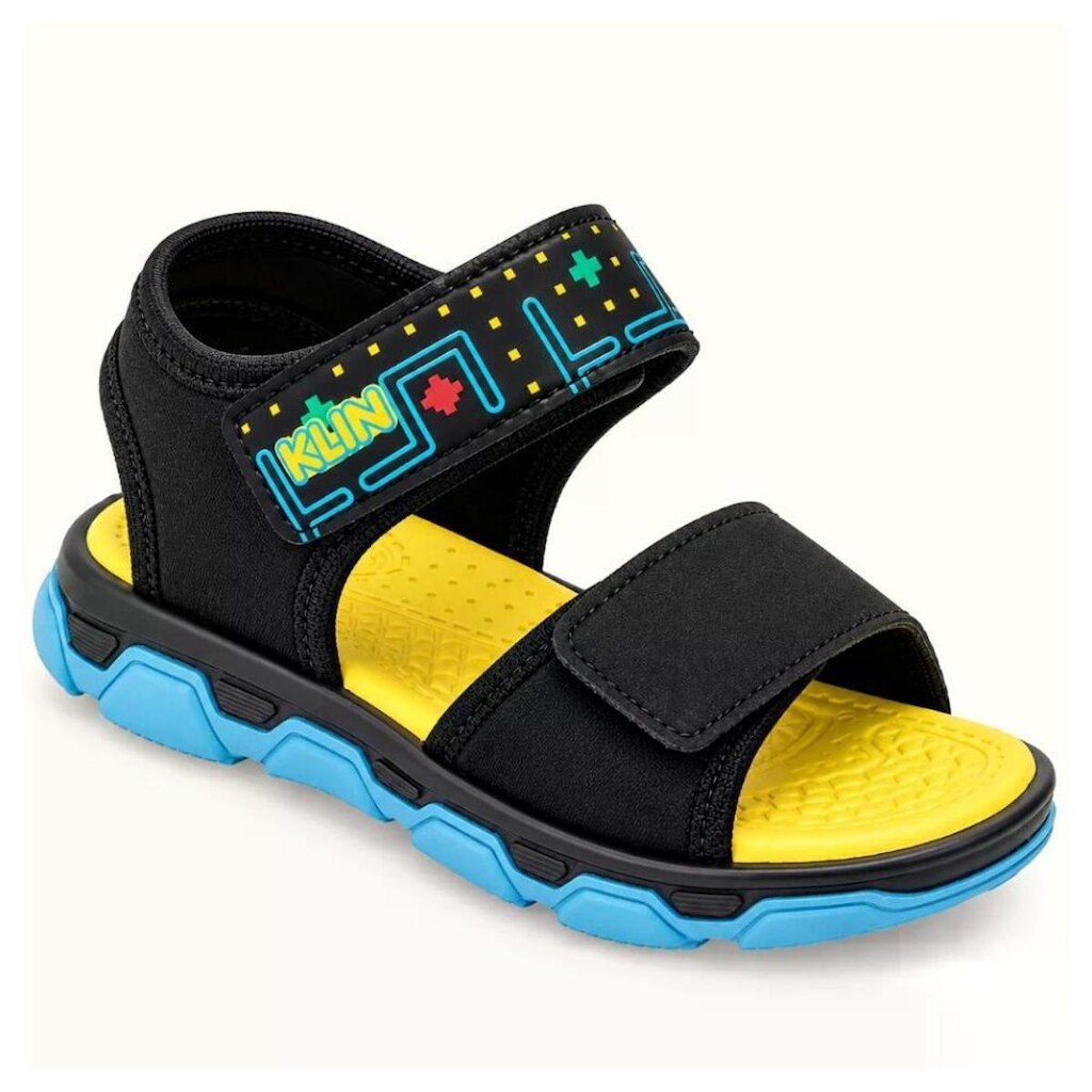 Sandália Papete Menino Klin Thor Preto Azul Amarelo