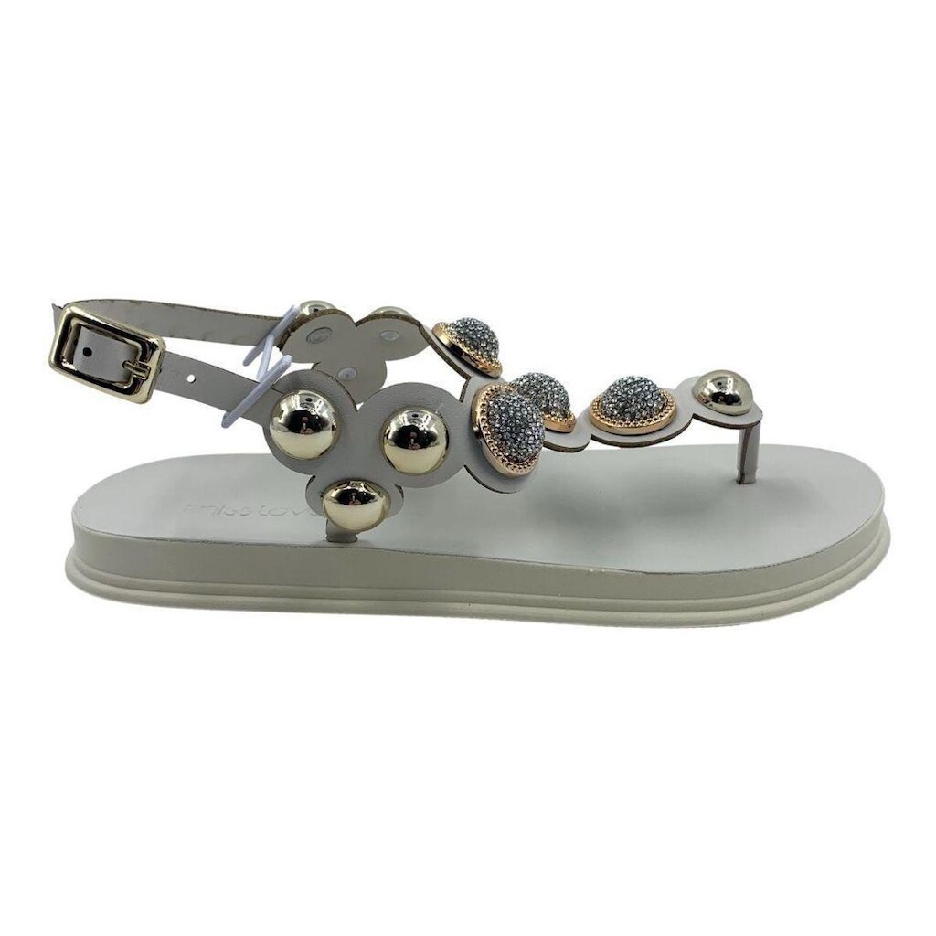 Sandália Papete Miss Love com Brilho Off White PR151 - Off 38