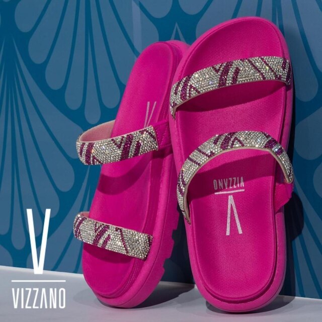 Sandalia Papete Vizzano Original Rasteira Flat Slide Strass
